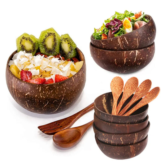 Natural Coconut Bowl & Wooden Spoon Set – Eco-Friendly Kitchenware | kivoterra.myshopify.com