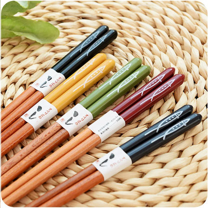 5-Pair Bamboo Chopsticks – Non-Slip, Reusable, Multi-Color | kivoterra.myshopify.com
